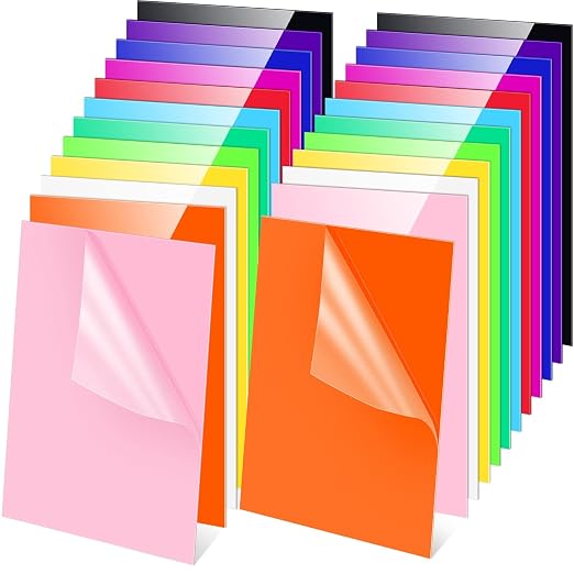 Remerry 24 Pcs 16 x 12 Inch Colored Acrylic Sheets, 12 Colors Opaque Panels