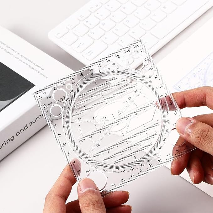 2 Pcs Multifunctional Drawing Ruler, Angle and Circle Maker Drawing Geometric