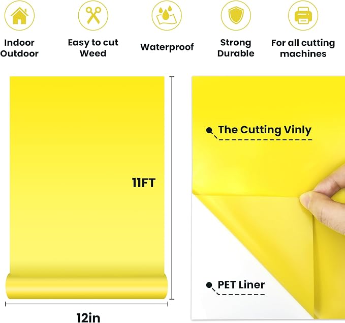 Yellow Permanent Vinyl, Car Decal, Scrapbooking, Signs & Waterproof