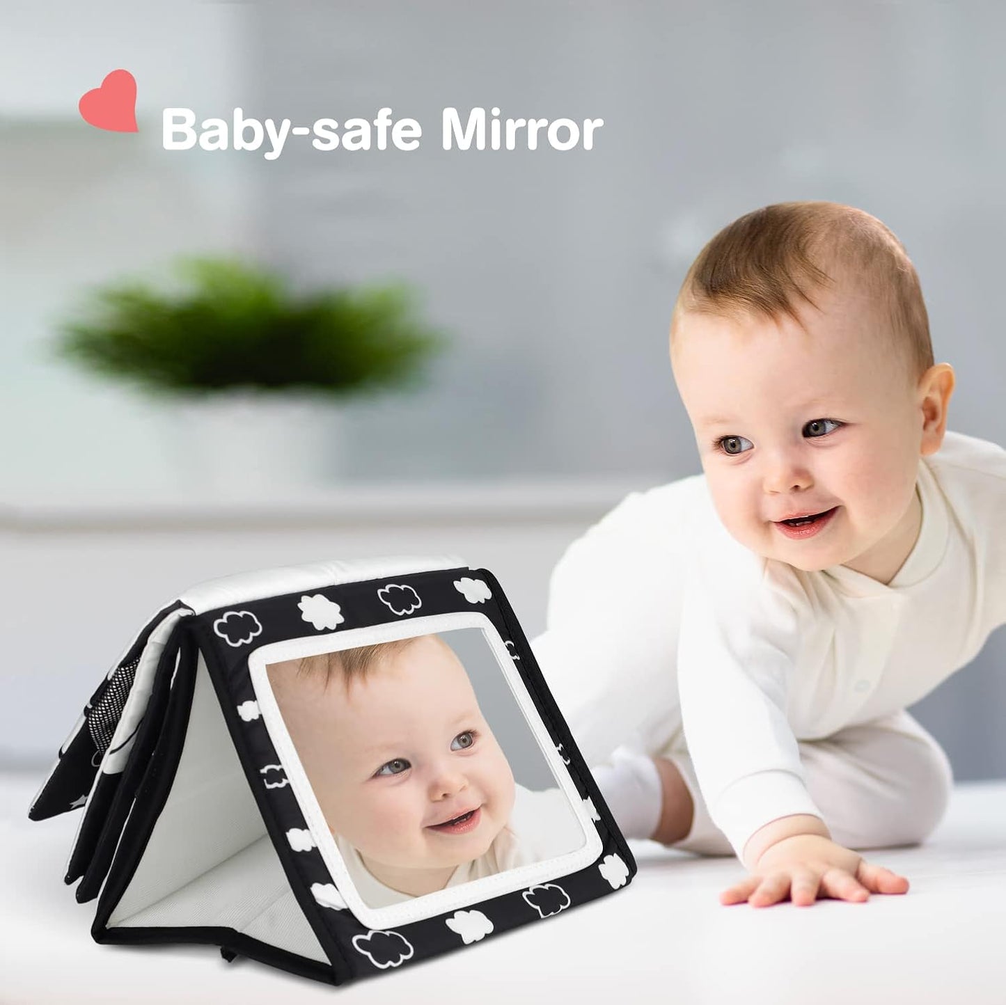 EverLove Tummy Time Mirror - High Contrast Baby Sensory Toys for 0-9 Months