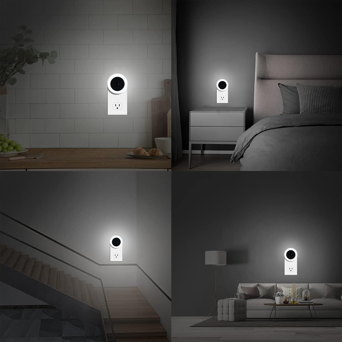 KINUR 6 Pack Night Light, LED Night Lights Plug into Wall with Dusk to Dawn sensors, Plug in Night Lights for Kids Room, Bedroom, Bathroom, Baby Nursery,Stair Lights, Hallway Light, Daylight
