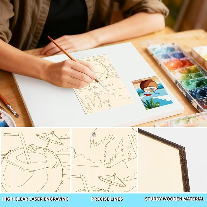 15 Pcs Unfinished Wood Crafts to Paint
