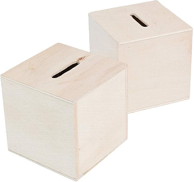 Fun Express DIY Unfinished Wood Block Piggy Bank