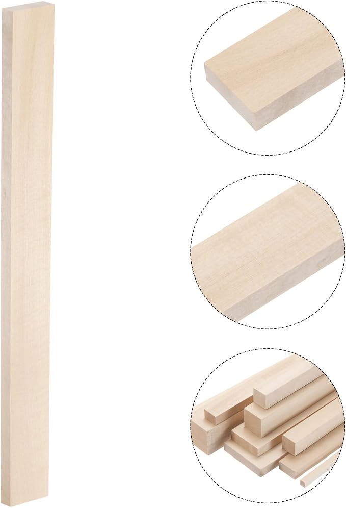 MECCANIXITY 6pcs Wood Sticks, 3/8"x 1.2" x 12" Rectangle Wooden Cube Wood