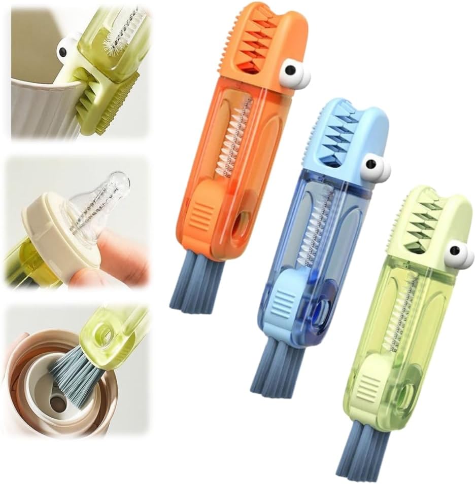 3 in 1 Cup Lid Cleaning Brush,Crevice Cleaning Brush Set for Baby Bottle Gap Cup,3 in 1 Bottle Cleaning Brush Set Multifunctional Cleaning Brush Portable Cup Lid Cleaner(3PCS F)
