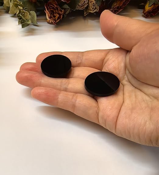Set of 20 Black Acrylic Discs, 1/8" Thick Round Circle Blanks, 1 Inch Diameter