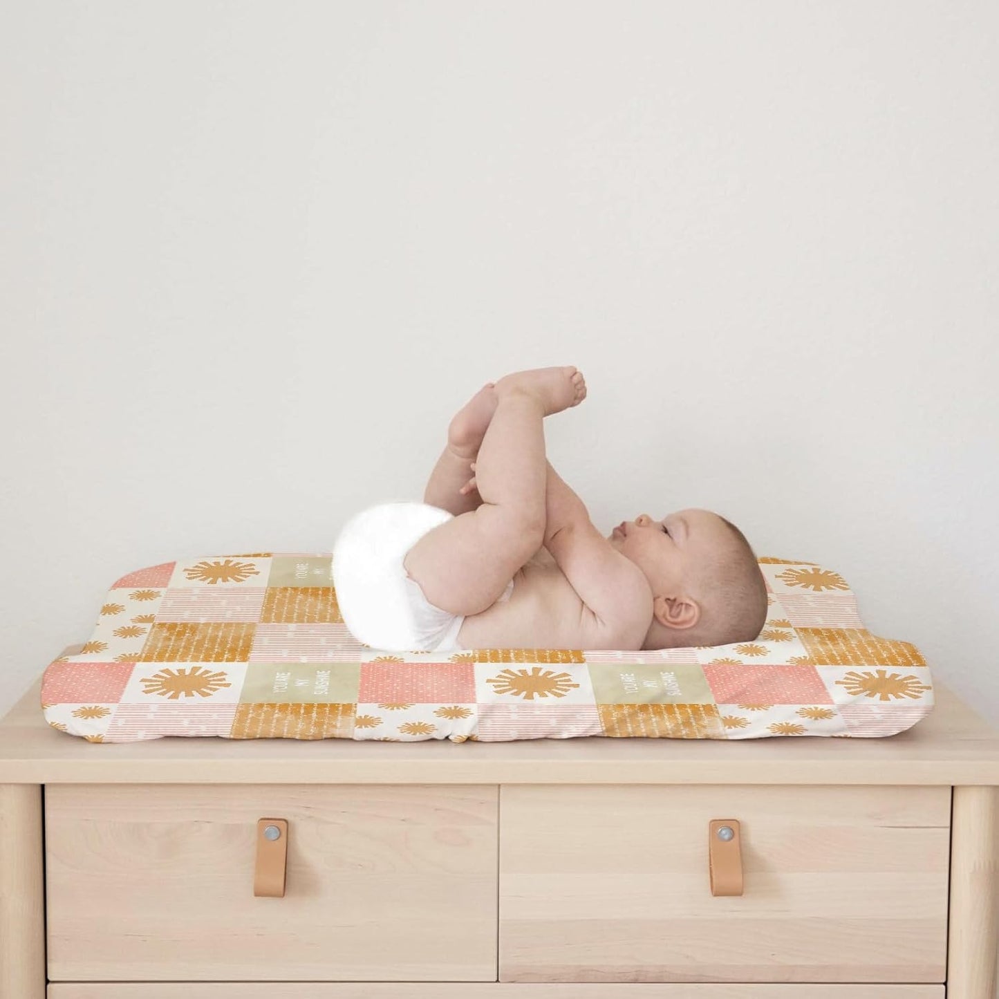 Colorful Boho Sun Changing Pad Covers Cute Sunshine Stripes Diaper Change Pad Sheets for Girls Boys Letters Quote Soft Breathable Stretchy Snug Fitted Changing Mat Cover 32''x16''
