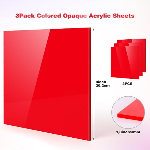 Adrattnay Red Acrylic Panels 1/8" Thick