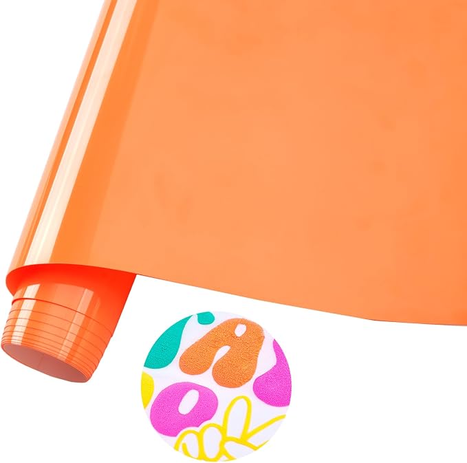 Tintnut Coral Neon Puff Heat Transfer Vinyl Roll, easy cut & weed, stretch