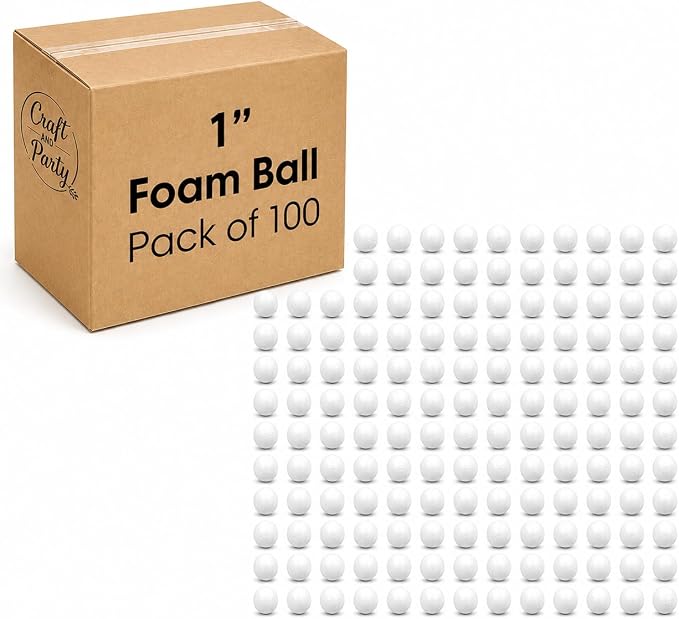 Evershine 100 Pack 1 Inch Craft Foam Ball