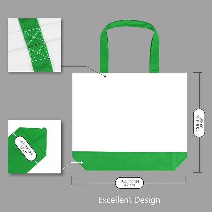 TOPDesign 3-Pack Super Strong Large 12oz Cotton Canvas Tote Bags, Reusable