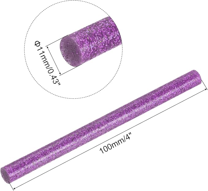 uxcell Mini Hot Glue Sticks for Glue Gun 11mm x 100mm Glitter Purple 12pcs