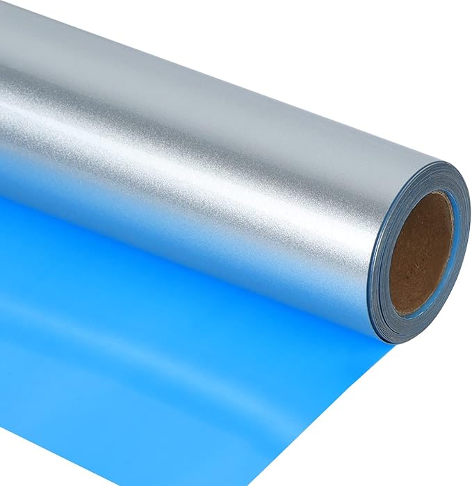 Guangyintong Shiny Silver HTV Roll, 12x12ft PU Stretchy Iron-on Vinyl