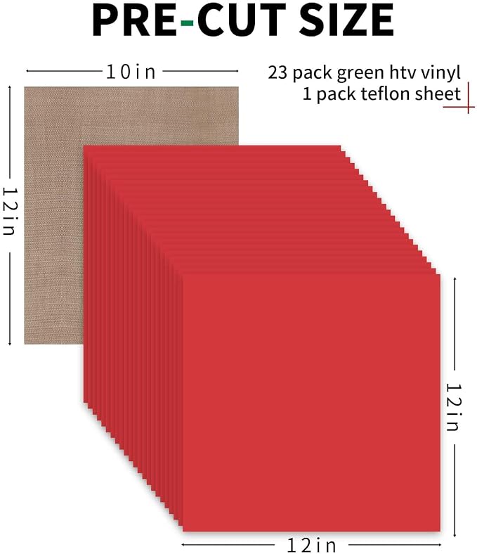 HTVRONT Red HTV Heat Transfer Vinyl Bundle: 24 Pack 12"x12" Iron on Vinyl | Red