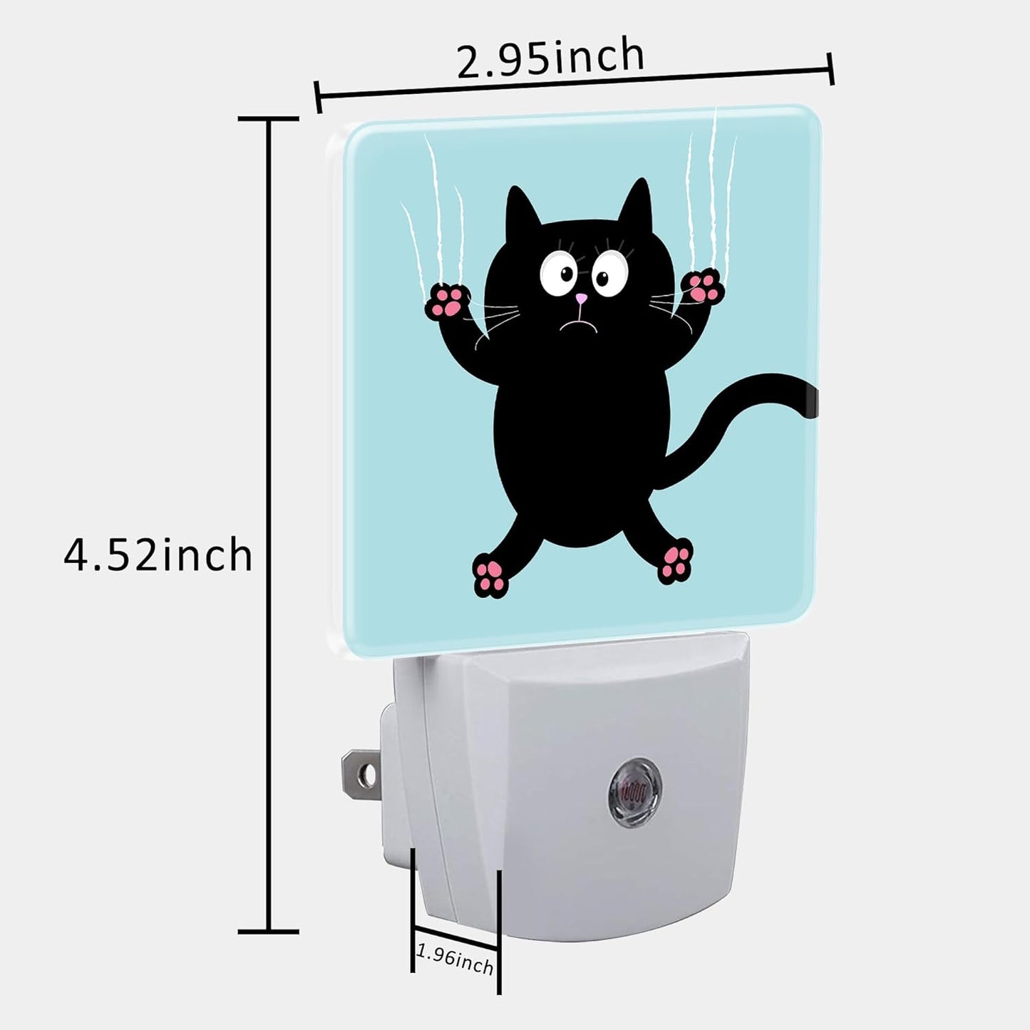 Cartoon Black Cat Claw Scratch Glass Night Light for Kids, LED Night Light Plug into Wall with Dusk to Dawn Sensor for Girls Boys Women Room Decor,Hallway,Kitchen,Bathroom,Nursery,Stairs