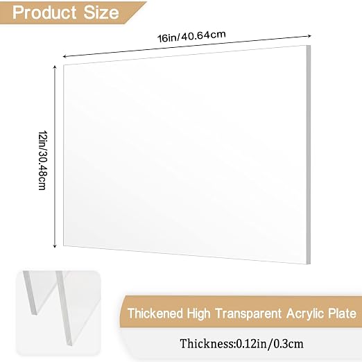 2 Pieces 1/8" Thick Acrylic Sheets, Plexiglass Sheets, Photo Frames