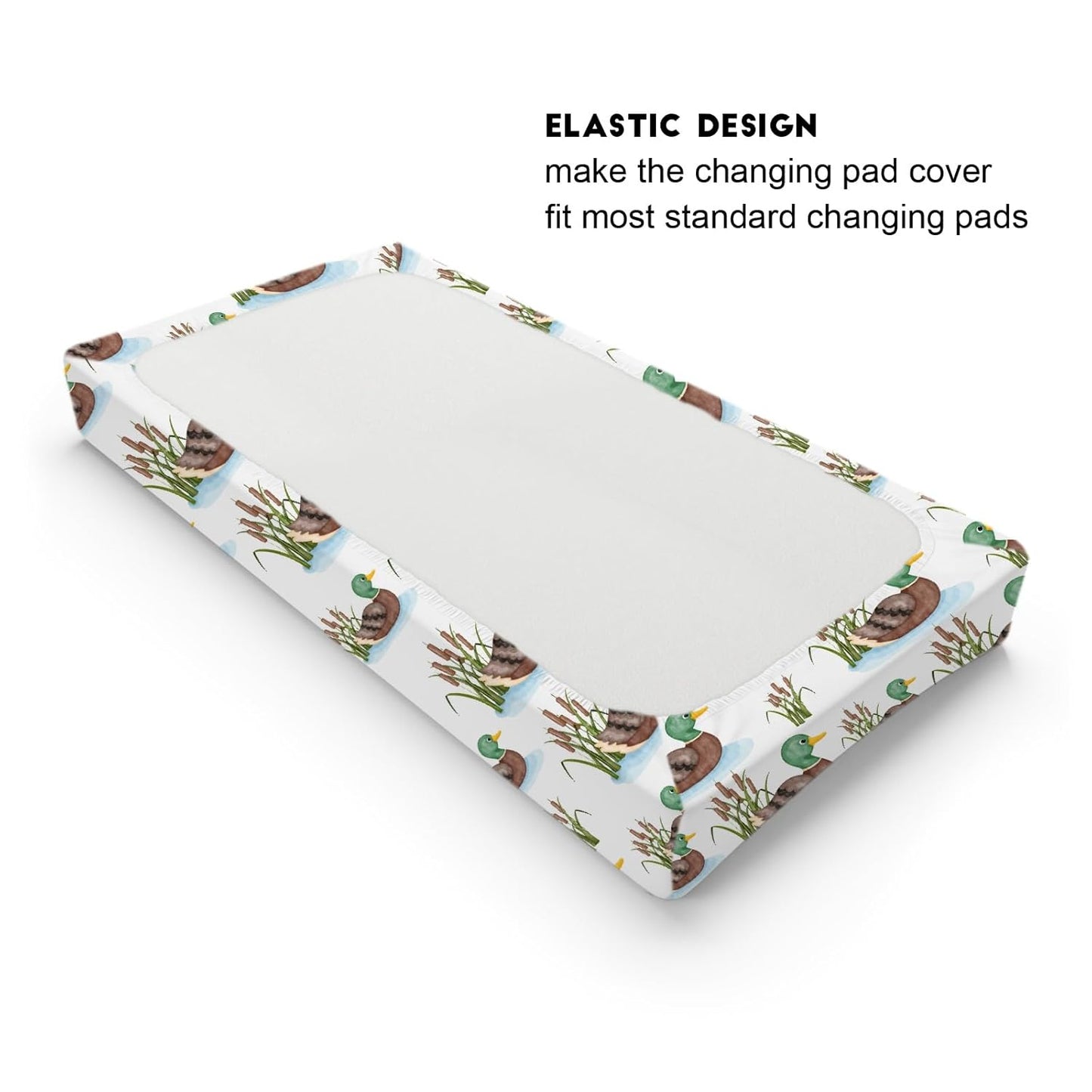 Cartoon Mallard Duck Lake Leaves Changing Pad Covers Duck Hunting Reeds Diaper Changing Pad Covers Sheets for Girl Boy Wild Duck Soft Breathable Stretch Fitted Change Table Pad Mats Covers 32''x16''