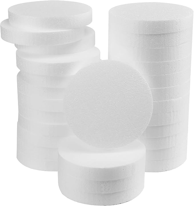 FFchuanhe 28 Pack Crafts Foam Circles, Polystyrene Round Foam Discs