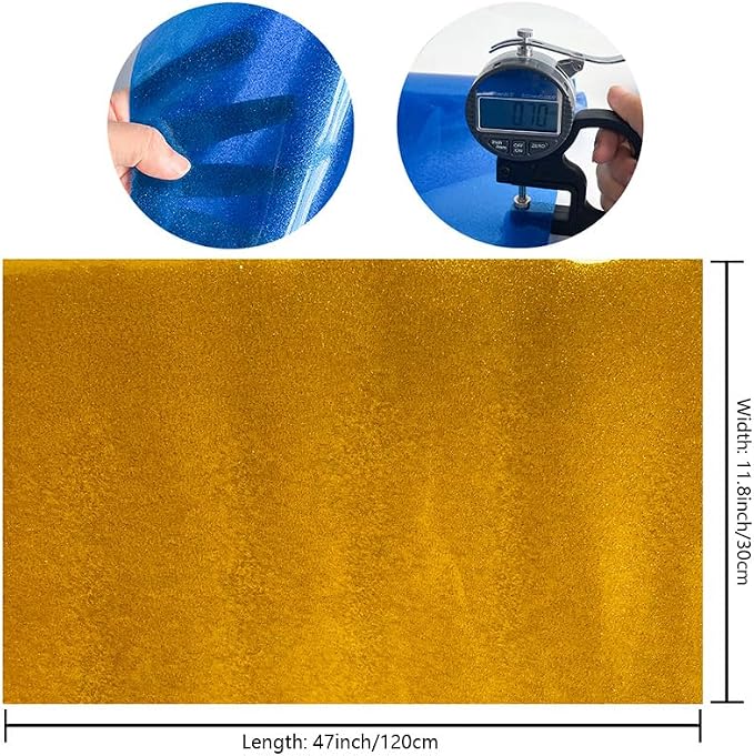 ONEART | Mango Yellow Transparent Glitter Vinyl Roll, 0.7 mm Solid Clear PVC