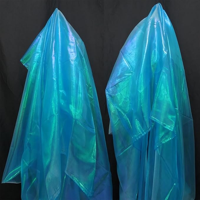 Sky Blue Iridescent Organza Fabric