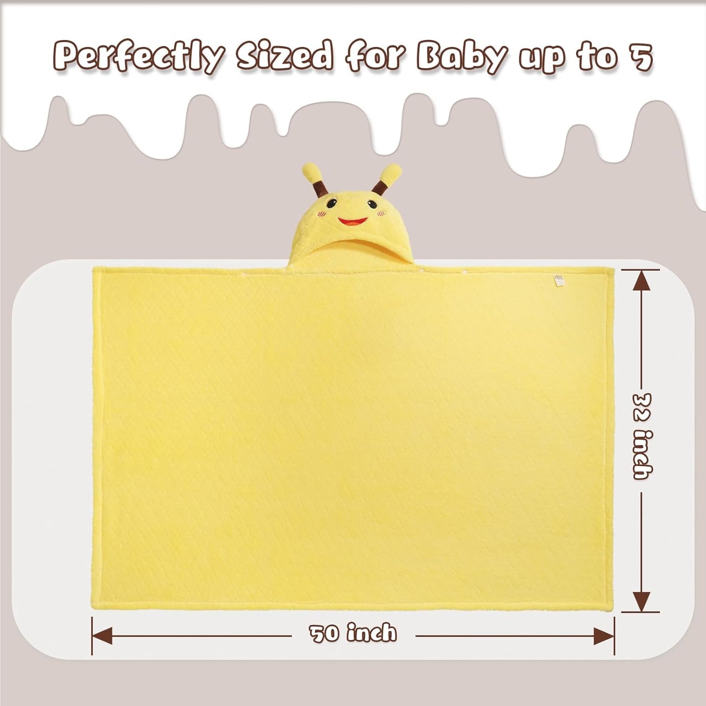 Hooded Towels for Kids,Toddler Bath Towel with Hood Age 0-5,2 Pcs Baby Bath Towels,Hooded Towels for Toddlers with 1-3 Large Size 50 * 32 Inch, Bath Towel for Kids,White&Yellow