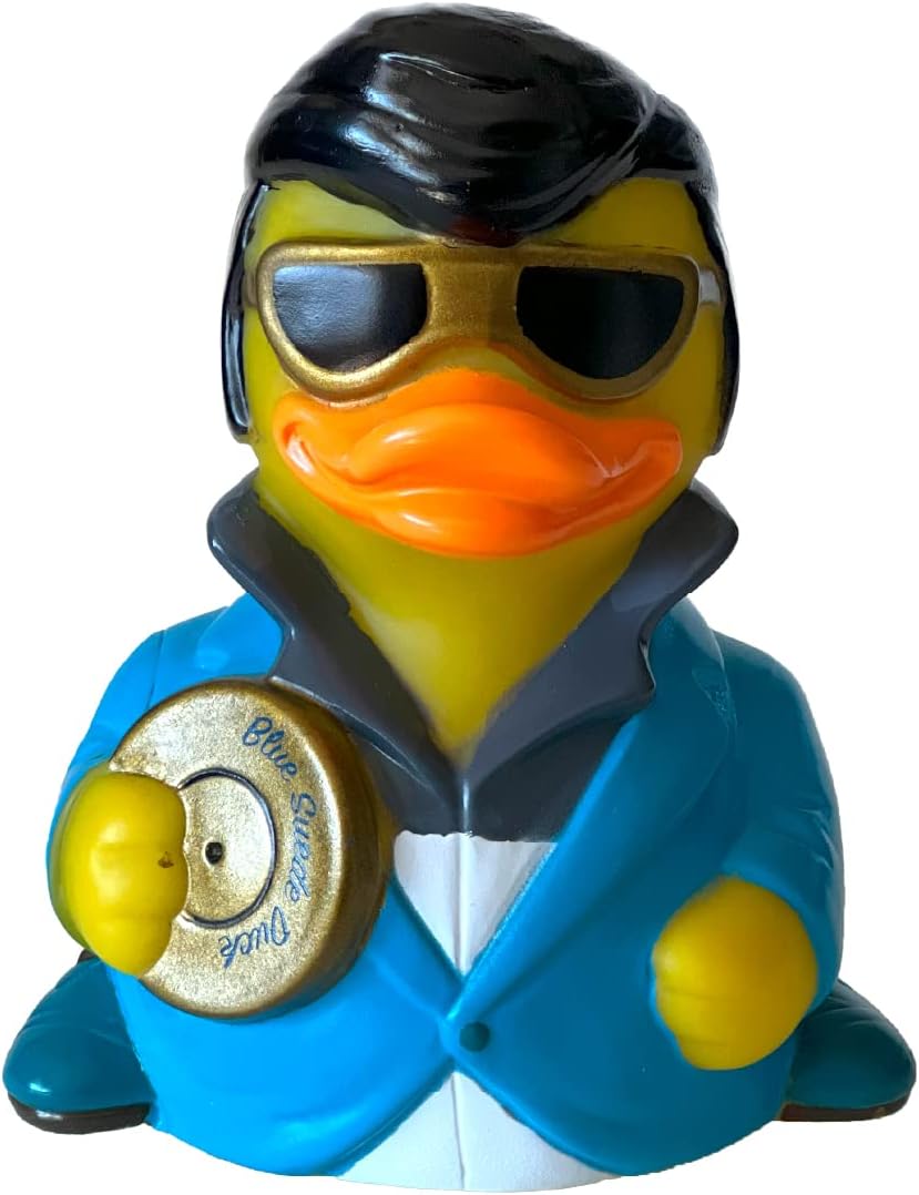 CelebriDucks - Blue Suede Duck - Floating Rubber Ducks - Collectible Bath Toy Gift for Kids & Adults of All Ages