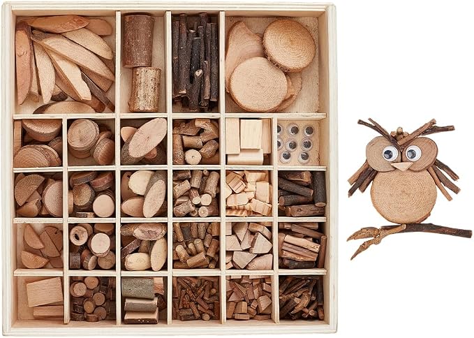 PH PandaHall Wooden Unfinished Craft Kits Garden Playset Loose Parts Natural