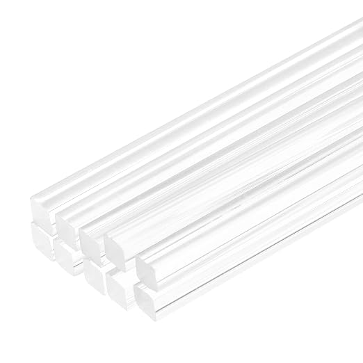 MECCANIXITY 10pcs Acrylic Square Rods 1/4" x 12" Clear Acrylic Dowel Rods