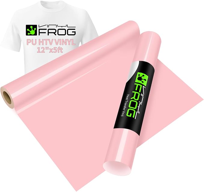 VINYL FROG Pastel Pink Heat Transfer Vinyl Roll 12" x5ft Matte HTV Vinyl |