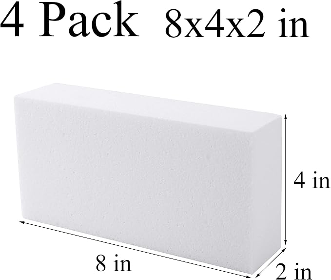 AMZQNART 4pcs 8x4x2in Craft Foam Blocks White