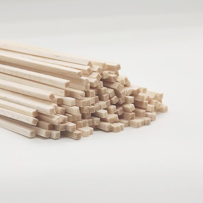 120Pcs Balsa Wood Sticks, Wood Strips Balsa Square Wooden Dowels Hardwood