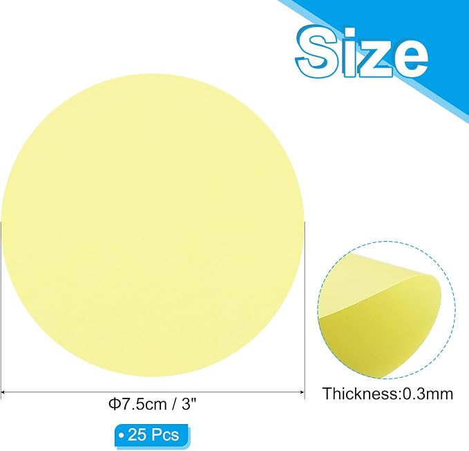 PATIKIL 3inch Circle Card Stock, Light Yellow