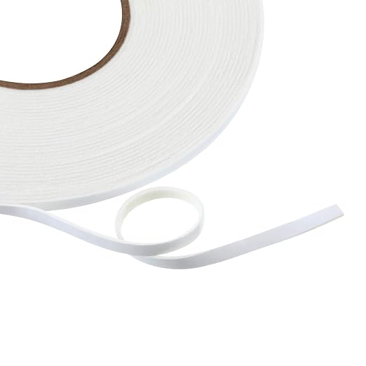 Tatuo 2 Rolls Double Sided Foam Tape 1/4 Inch by 50 Feet White PE Foam Tape