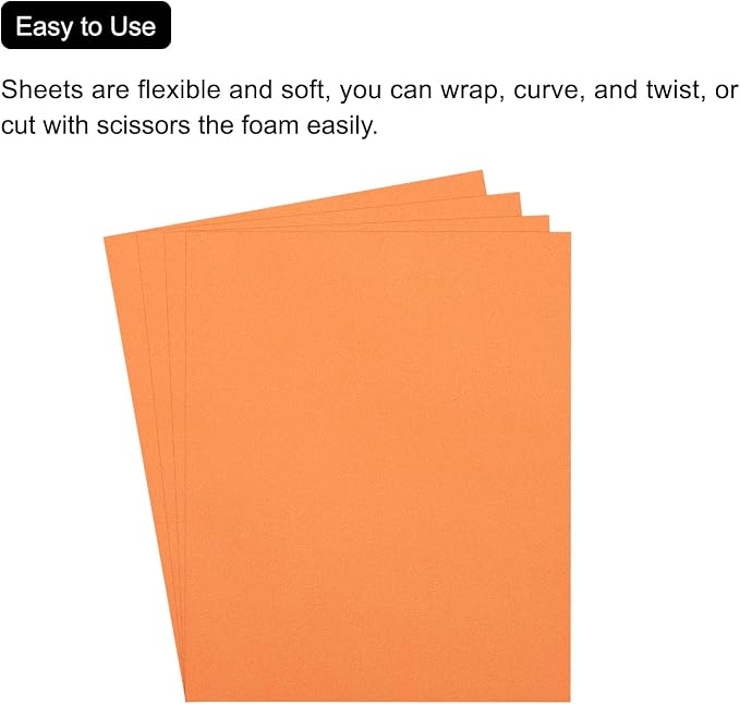 MECCANIXITY EVA Foam Sheets Orange 19.7 Inch x 35.4 Inch 1mm Thick Crafts Foam