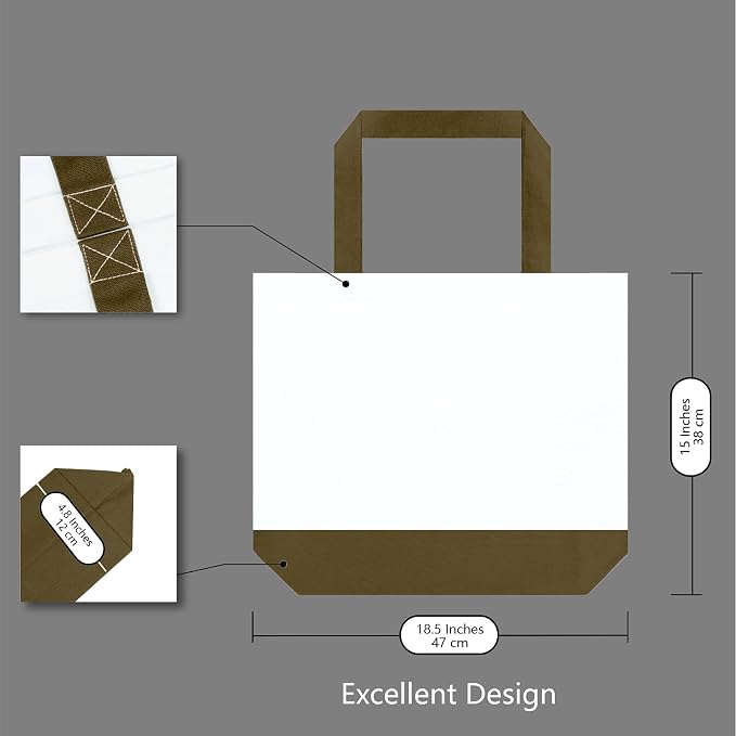 TOPDesign 1-Pack Super Strong Large 12oz Cotton Canvas Tote Bag, Reusable