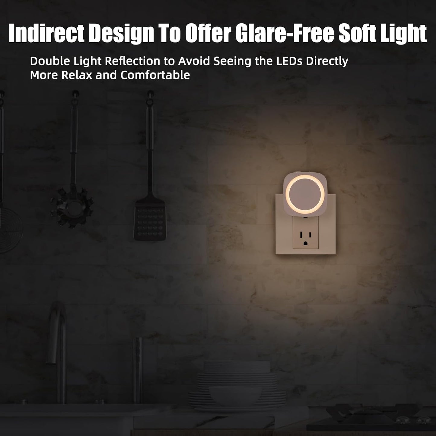 Warm White Night Lights Plug in to Wall,4 Packs Dimmable Night Light with Auto Dusk to Dawn Sensor,Soft Glow Night Light for Bathroom, Bedroom,Hallway, Stairs, Kitchen,Warm White