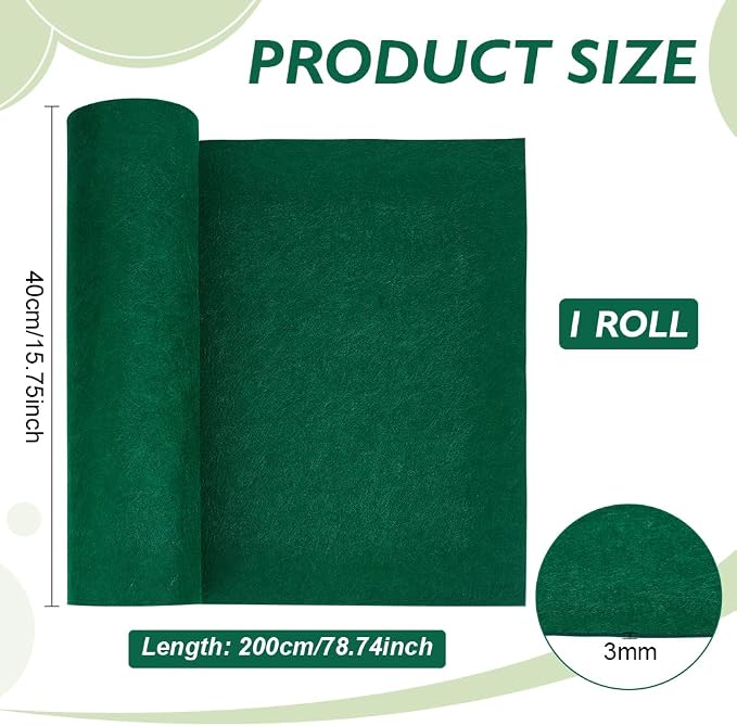 BENECREAT 78.7x15.7inch Felt Roll, 3mm Thick Nonwoven Felt Roll