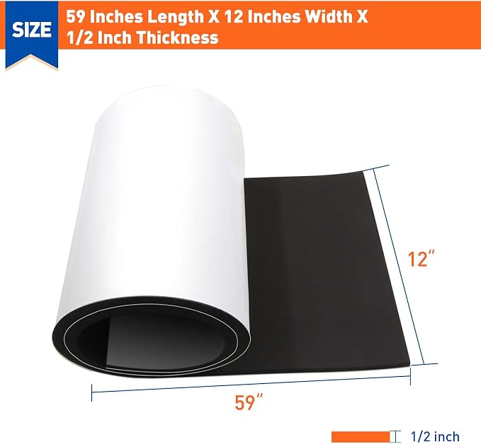MAGZO Adhesive Sponge Neoprene Foam Padding, 1/2" Thick x 12" x 59",