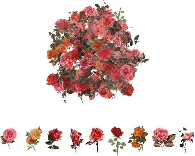 100Pcs Small Rose Stickers Vintage