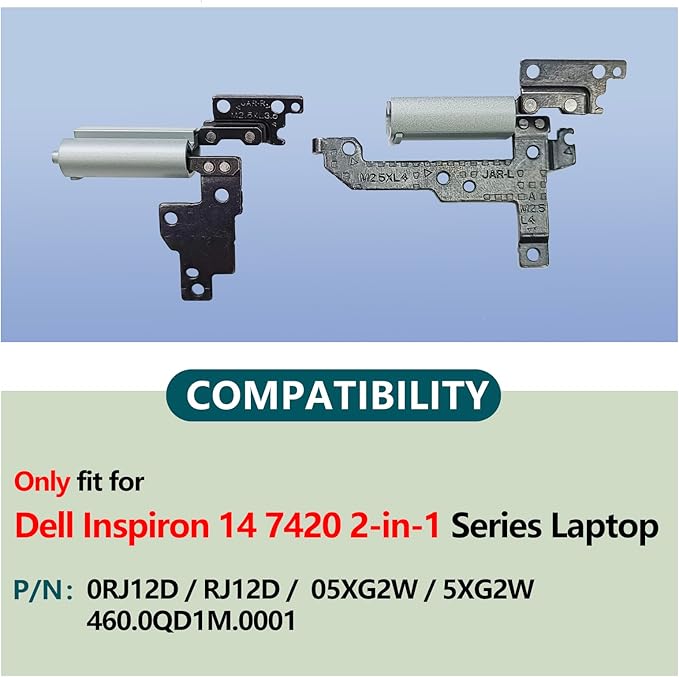 Replacement Laptop Hinge with Hinge Cover for Dell Inspiron 14 7420 7425 2-in-1,P/N:05XG2W 5XG2W 0RJ12D RJ12D 460.0QD1L.0001 460.0QD1M.0001 (Grey)