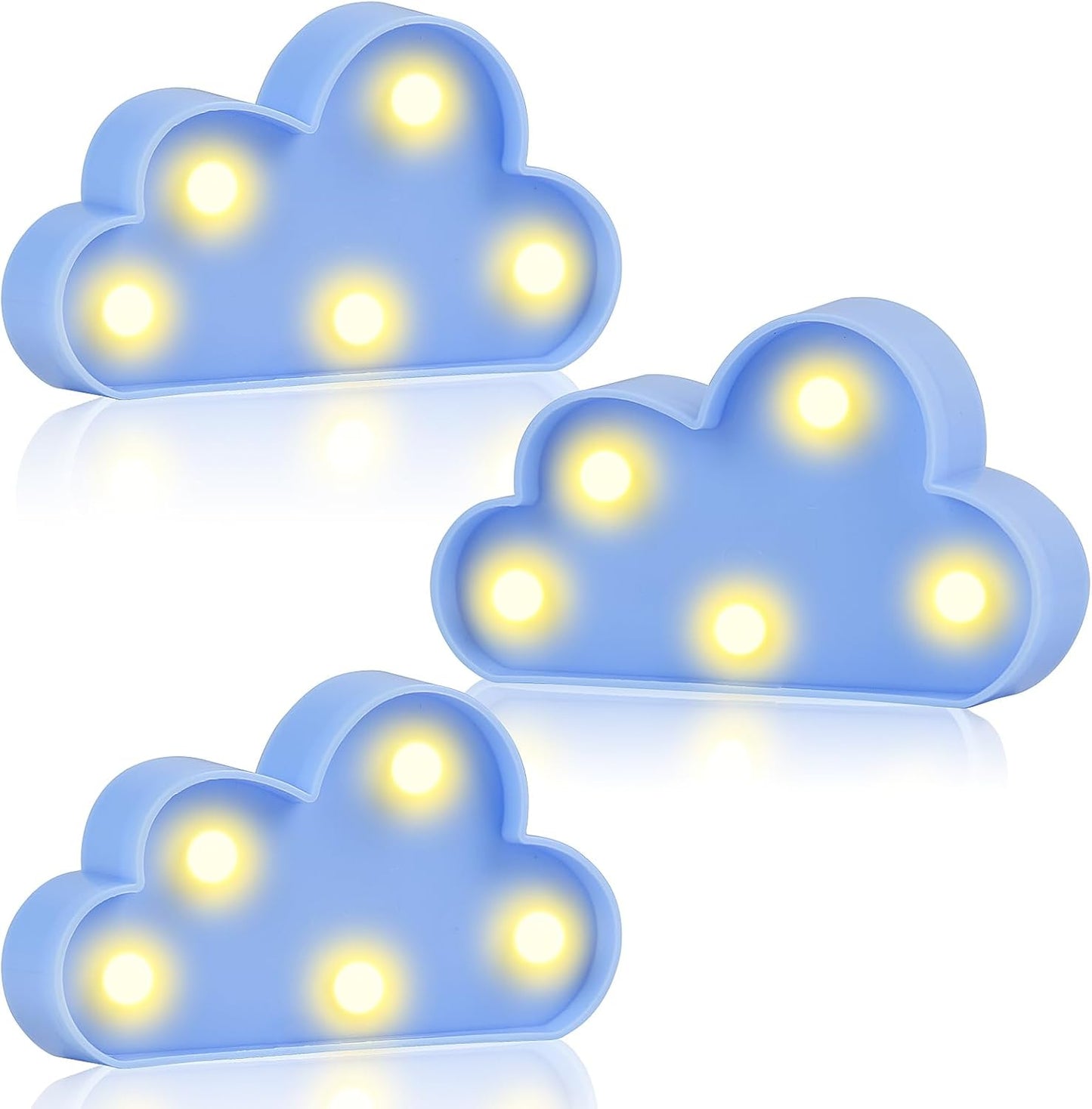 clothmile 3 PCS LED Night Light LED Blue Clound Night Light Can Be Hung on The Wall Kids Room Light, Suitable for Birthday Party Holiday Decoration Baby Room Nursery Decoration