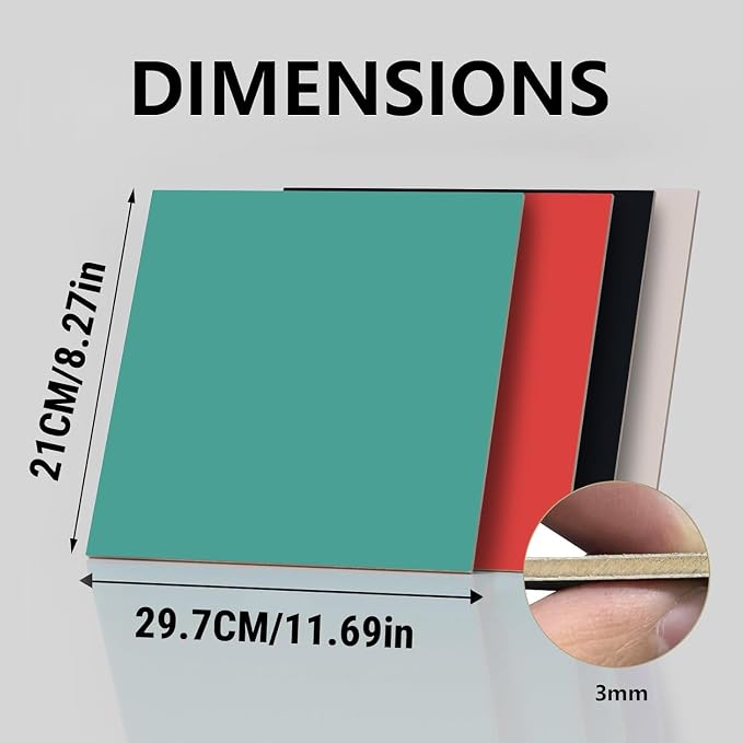 4 Pack Double-Sided Pre-Painted Colored Plywood Sheets, 11.7"x8.27"x1/8"