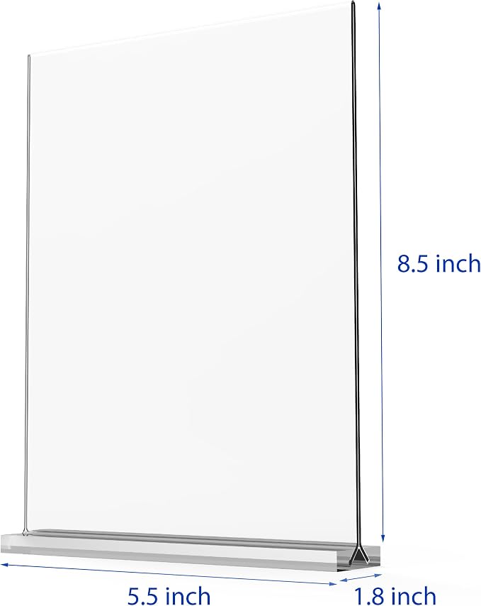 newnewshow Acrylic Sign Holder 5.5x8.5 Inch 3 Pack Vertical T Shape