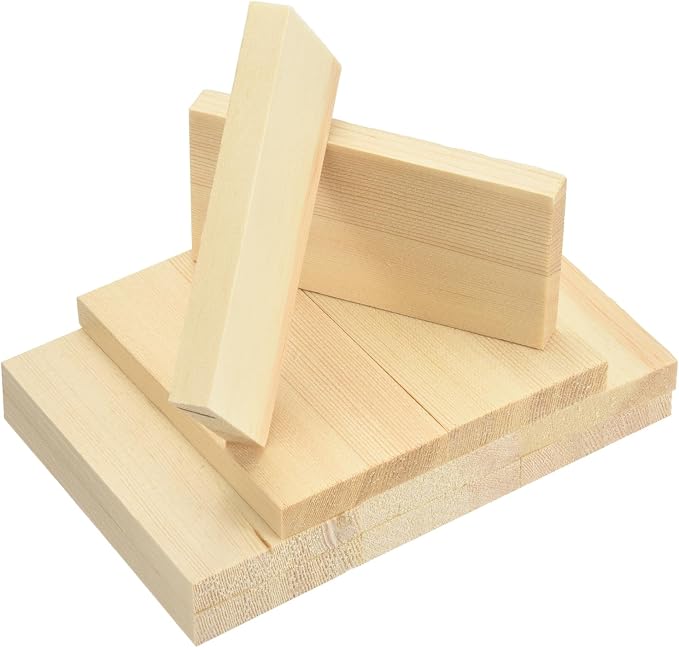 MECCANIXITY 10Pcs Wood Strips Slats, 3/8" x 2" x 4" Thin Wood Sticks Flat