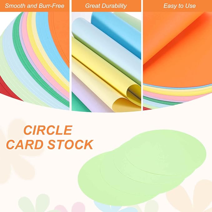 MECCANIXITY 24 Pcs Circle Card Stock, 8.3 Inch Round Cutouts Paper Thick