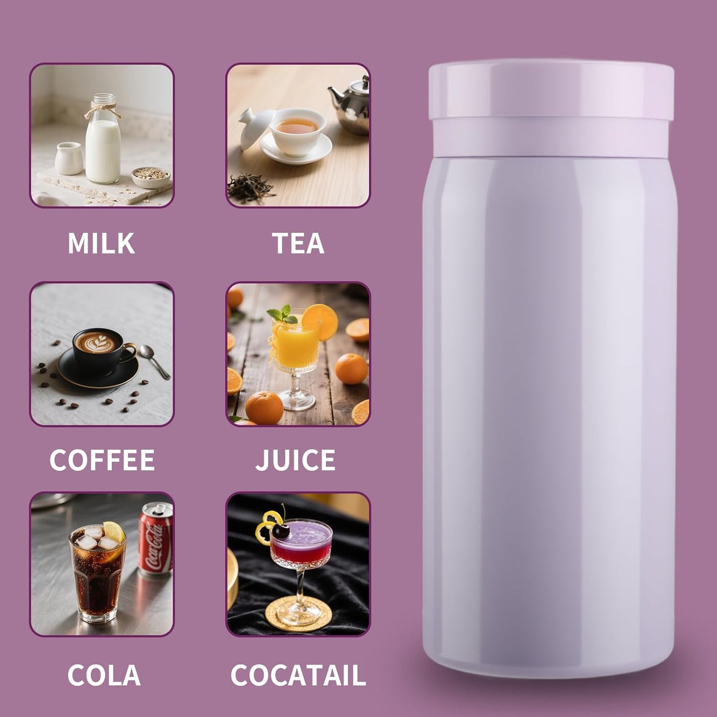 Portable Bottle Warmer for Travel: 7 OZ Heating for Breast Milk Formula & Water-Purple
