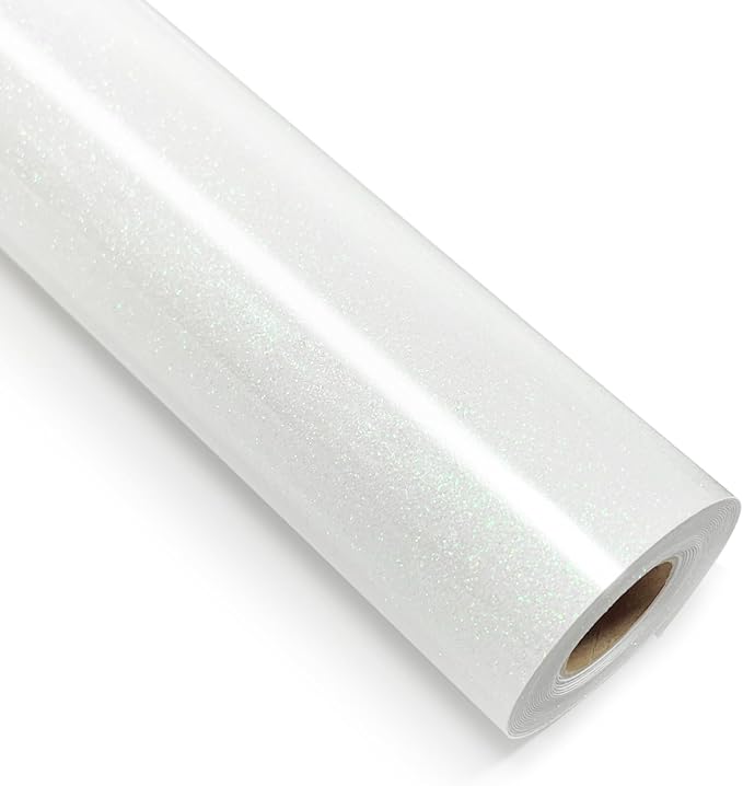 White Glitter Heat Transfer Vinyl 12" x 8 ft HTV