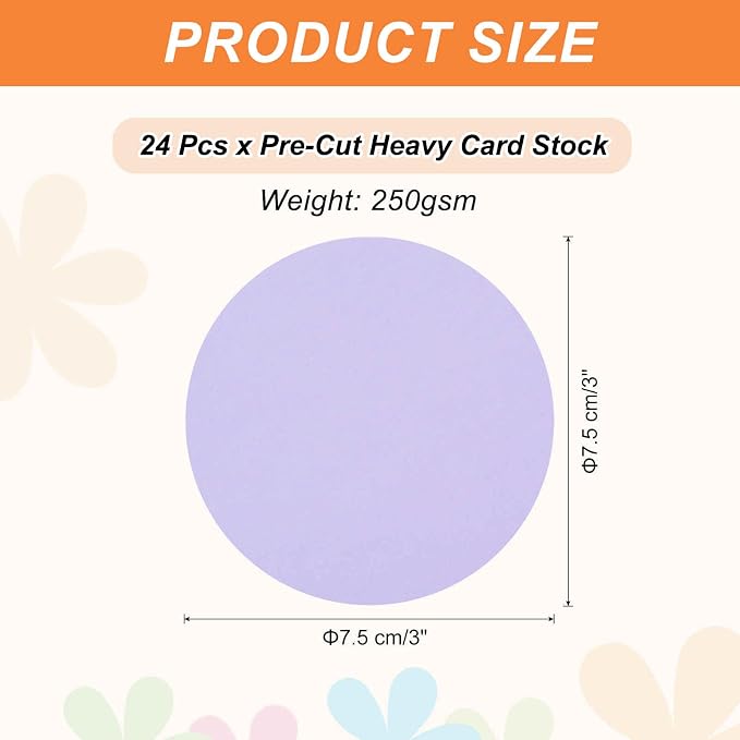 MECCANIXITY 24 Pcs Circle Card Stock, 3 Inch Round Cutouts Paper Thick