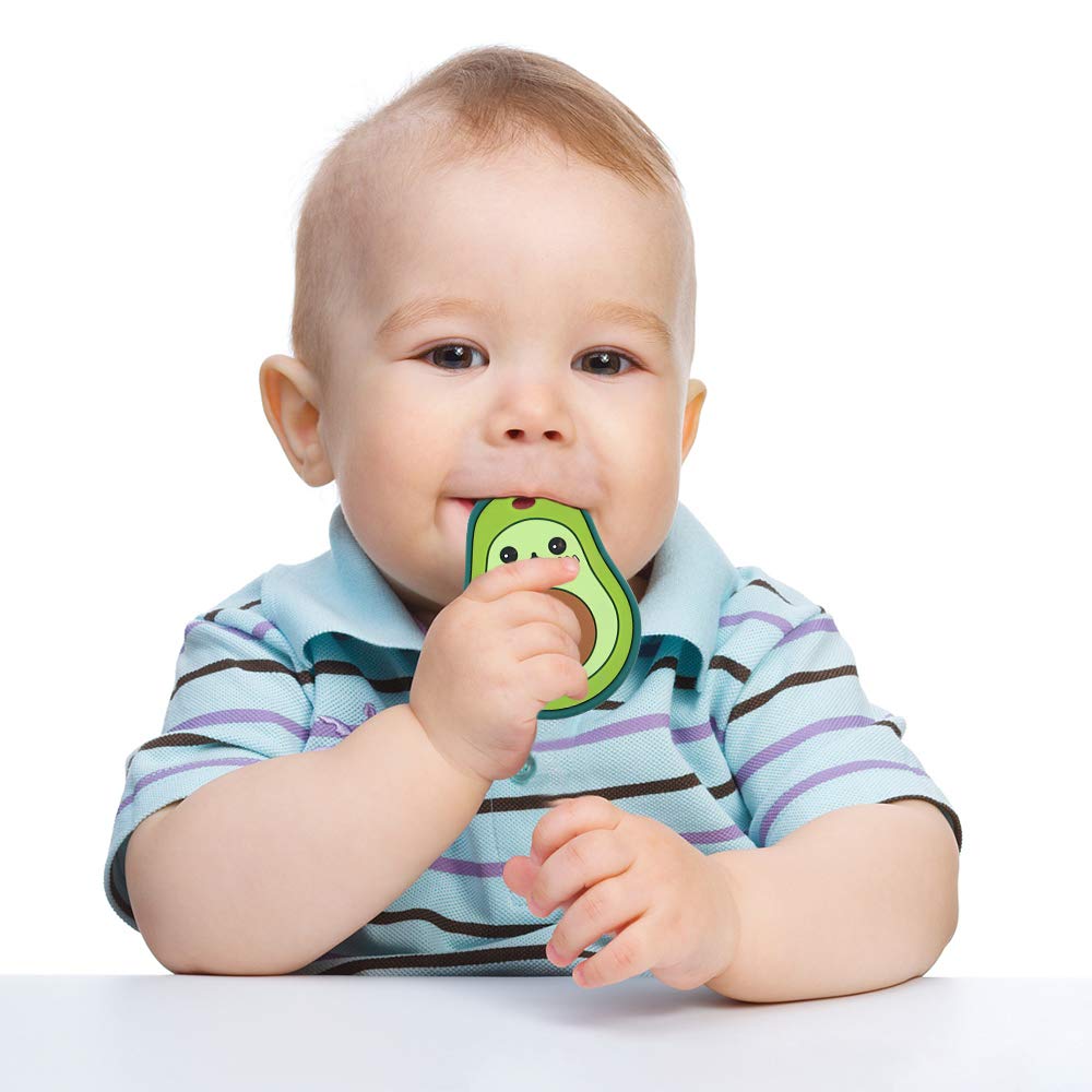 Baby Silicone Teether,Sensory Chew Toys,BPA Free Soft and Effective Infant Teething Pain Relief Toys,Freezer Safe,Food Grade Silicone,Best Shower Gift for Boys and Girls (Avocado)
