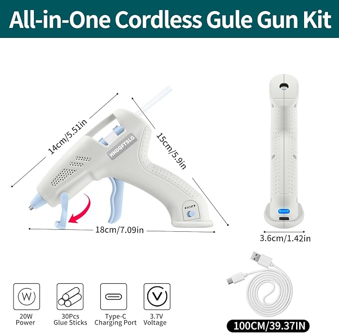 Cordless Hot Glue Gun, Fast Preheating